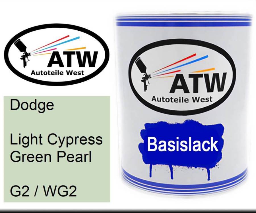 Dodge, Light Cypress Green Pearl, G2 / WG2: 1L Lackdose, von ATW Autoteile West.